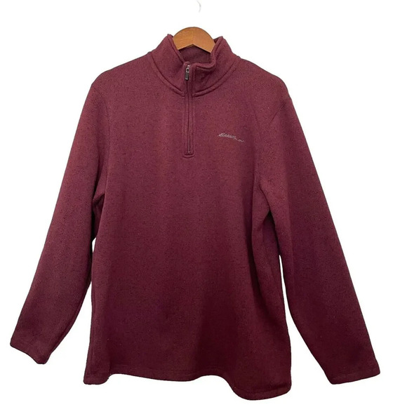 Eddie Bauer Fast Fleece Sweater Size L 1/4 Zip Red Outdoor Pullover - Picture 6 of 6